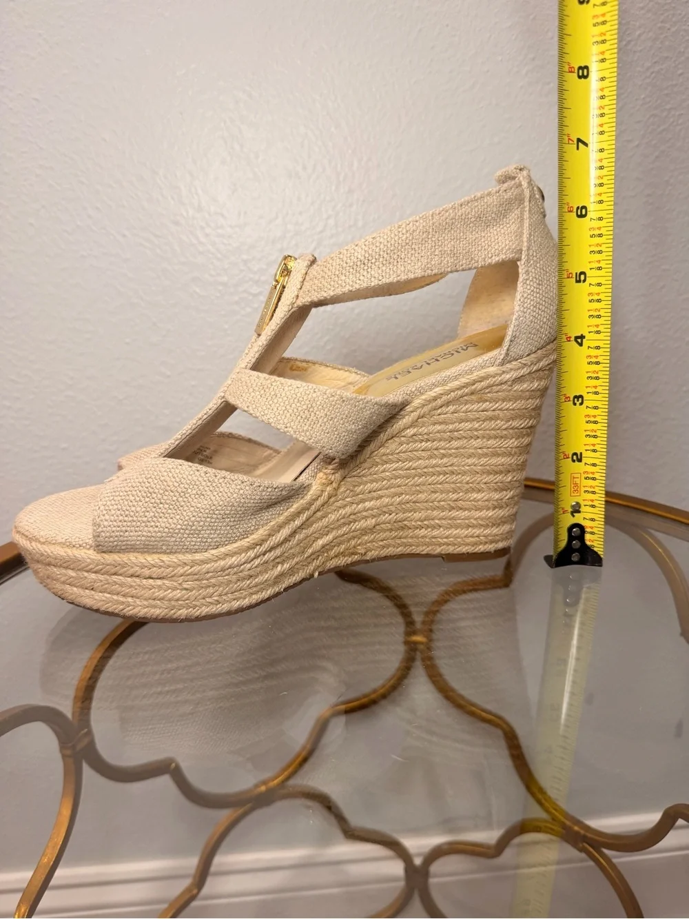 Michael Kors Damita Wedge Espadrilles in Natural Canvas Size 8